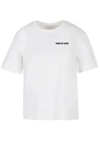 T-Shirt MISS TEE "Miss Tee Take It Easy Flowers Tee", Damen, Gr. 3XL, wei&szlig;, 100% Baumwolle, bedruckt, normal, Rundhals, Shirts T-Shirt