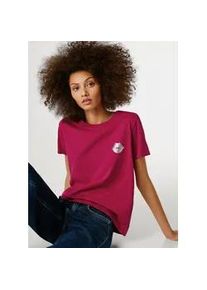 T-Shirt Pepe Jeans "BRULE", Damen, Gr. M, 387penn pink, Single Jersey, Obermaterial: 100% Baumwolle, bedruckt, normal, Rundhals, abgesteppte Kante, Shirts T-Shirt, mit Runhals, kleiner Print auf der Brust