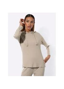 Langarmshirt feel good "Longshirt", Damen, Gr. 40/42, beige, ecru, 70% Viskose, 25% Polyester, 5% Elasthan, unifarben, Shirts Langarmshirt