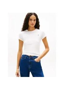 Tommy Hilfiger T-Shirt TOMMY JEANS "TJW 2PACK C-NECK TEE", Damen, Gr. M (38), ecru, periwinkle dust, Single Jersey, Obermaterial: 100% Baumwolle, unifarben, slim fit h&uuml;ftlang, Rundhals, abgesteppt, Shirts T-Shirt, mit Logo-Stickerei