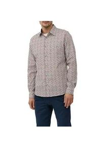 Langarmhemd s.Oliver, Herren, Gr. XL, N-Gr, wei&szlig; rot aop, Web, Obermaterial: 97% Baumwolle, 3% Elasthan, bedruckt, slim fit taillenbedeckt, Manschette, Hemden, mit Kontrast-Details