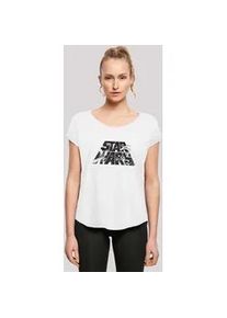 T-Shirt F4NT4STIC "Long Cut T-Shirt Star Wars Logo Space Sketch", Damen, Gr. 4XL, wei&szlig;, Obermaterial: 100% Baumwolle, regular fit, Rundhals, ohne B&uuml;ndchen, Shirts T-Shirt, Damen,Premium Merch,Lang,Longshirt,Bedruckt