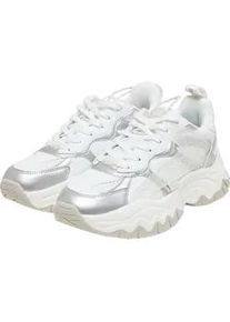 Trainingsschuh Buffalo "Buffalo PATH LO - VEGAN NAPPA/MESH", Damen, Gr. 37, wei&szlig;, silber, unifarben, Schuhe