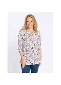 Longshirt Classic Basics "Longshirt", Damen, Gr. 56, flieder, ecru, bedruckt, 100% Baumwolle, gebl&uuml;mt, gemustert, Rundhals, Shirts Longshirt