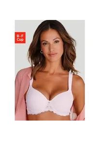 Schalen-BH Lascana, Damen, Gr. 85, Cup C, wei&szlig;, Spitze, Obermaterial: 46% Polyamid, 43% Polyester, 11% Elasthan, BHs Schalen-BH, mit B&uuml;gel rundherum aus edler, floraler Spitze, Dessous