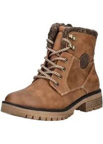 Schn&uuml;rstiefelette Tom Tailor "Tom Tailor Stiefelette Lederimitat", Damen, Gr. 38, cognac, Lederimitat, Schuhe Schn&uuml;rstiefelette