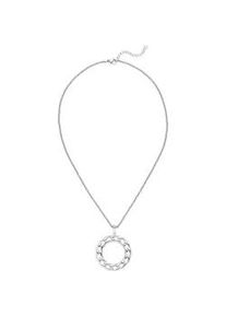 Kette mit Anh&auml;nger Jobo "Kreis Ring 32 mm", edelstahlfarben, Halsketten, Damen, Edelstahl, L: 46, Edelstahl 46 cm