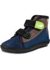 Barfu&szlig;schuh Leguano "LEGUANITO SCIPPO", Kinder, Gr. 27, blau, grau, braun, Textil, Schuhe Barfu&szlig;schuh, Klettschuh, Bequemschuh, Flat mit verstellbaren Klettverschl&uuml;ssen
