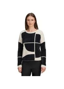 BETTY & CO Strickpullover BETTY & CO "Damen mit Jacquard", Damen, Gr. 38, schwarz-wei&szlig; (schwarz, wei&szlig;), Strick, Obermaterial: 100% Polyamid, gerade normal, Rundhals, Pullover Strickpullover