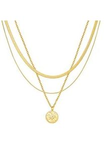 Schlangenkette EASTSIDE "AV110", gelbgold, Halsketten, Damen, 46,0/41,0/38,0cm Basiskette + 5,0cm Ve,mit Zirkonia, Edelstahl, mit Stern