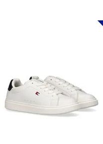 Sneaker Tommy Hilfiger, Damen, Gr. 40, wei&szlig;, blau, Lederimitat, Schuhe Sneaker, Schn&uuml;rschuh, Halbschuh Retro Sneaker mit Logoverzierung