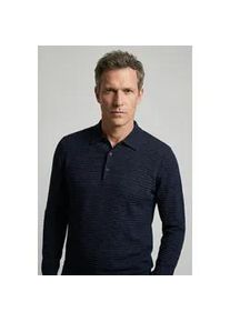 Polokragenpullover OLYMP, Herren, Gr. M, marine, Strick, Obermaterial: 100% Baumwolle, regular fit normal, Rippb&uuml;ndchen, Pullover, strukturiert, normale Passform