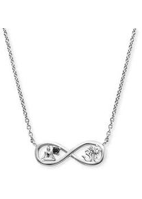 Kette mit Anh&auml;nger Engelsrufer "Yin Yang Infinity Buddha und Om", schwarz (silberfarben, kristallwei&szlig;, schwarz), Halsketten, Damen, Silber 925 (Sterlingsilber), L: 44 B: 1,33mm, Made in Germany - mit Zirkonia (synth.), B:1,33mm