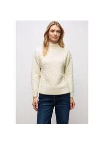 Strickpullover Street One, Damen, Gr. 44, soft beige, Web, 34% Baumwolle, 34% Polyacryl, 29% Polyester, 3% Elasthan, Strukturmuster, comfort fit normal, Rundhals, B&uuml;ndchen, Pullover Strickpullover, mit Strick-Detail