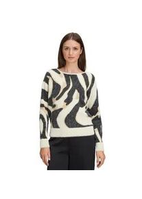 BETTY & CO Strickpullover BETTY & CO "Damen mit Rippb&uuml;ndchen", Damen, Gr. 36, wei&szlig;, schwarz, Strick, Obermaterial: 54% Polyamid, 25% Baumwolle, 21% Polyacryl, figurumspielend normal, U-Boot-Ausschnitt, Pullover Strickpullover