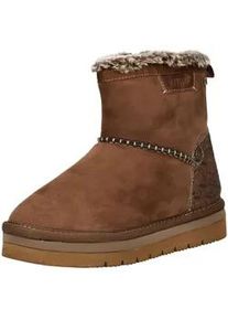 Stiefelette Mustang SHOES "Mustang Shoes Stiefelette Lederimitat/Textil", Damen, Gr. 41, braun, Lederimitat, Textil, Schuhe Stiefelette