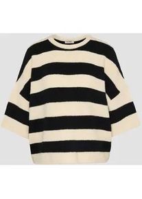 Strickpullover Lecomte "Pullover", Damen, Gr. 46, beige, 45%Polyacryl, 27%Polyamid, 17%Viskose, 10%Wolle, 1%Elastan, gestreift, oversize, gerader Abschluss, Pullover Strickpullover