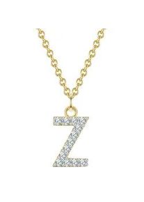 Glanzst&uuml;cke M&uuml;nchen Kette mit Anh&auml;nger GLANZST&Uuml;CKE M&Uuml;NCHEN "GSM1955", gelbgold, Halsketten, Damen, 40,0cm Basiskette + 5,0cm Verl&auml;ngerung,mit Zirkonia, Silber 925 (Sterlingsilber), mit Buchstaben-Anh&auml;nger