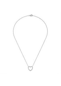 Kette mit Anh&auml;nger Firetti "Schmuck Geschenk Silber 925 Halsschmuck Ankerkette Herz-Anh&auml;nger", silberfarben, kristallwei&szlig;, Halsketten, Damen, Silber 925 (Sterlingsilber), L: 45 B: 1,5mm, mit Zirkonia (synth.), B:1,5mm