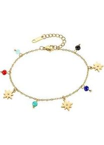 Armband "Edelstahlarmband gelbgoldfarben vergoldet mit bunten Steinen", gelbgoldfarben, kristallwei&szlig;, hellblau, rot, gr&uuml;n, schwarz, kristallwei&szlig;, hellblau, rot, gr&uuml;n, schwarz, ANISTON JEWELRY & WATCHES, Armb&auml;nder, Damen, 21cm, Edelstahl, Armband, mit Zirkonia (synth.)