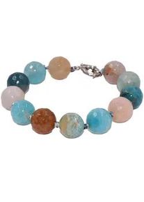 Armband Firetti "Schmuck Geschenk Edelstahl Armschmuck Armkette Edelstein", silberfarben, blau, rosa, hellblau, creme, rostbraun, blau, rosa, hellblau, creme, rostbraun, Armb&auml;nder, Damen, 20cm, Edelstahl Textil, Edelstahl, Textil, Armband, Made in Germany - mit Achat