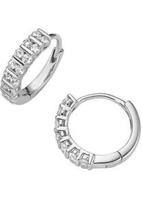 Paar Creolen Firetti "Schmuck Geschenk Silber 925 Ohrschmuck Ohrringe", silberfarben, kristallwei&szlig;, kristallwei&szlig;, Ohrringe, Damen, 13mm, Silber 925 (Sterlingsilber), mit Zirkonia (synth.)