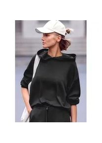 Kapuzenpullover Copenhagen Studios, Damen, Gr. 36/38, schwarz, Sweatware, Obermaterial: 54% Modal, 40% Polyester, 6% Elasthan, unifarben, bequem h&uuml;ftbedeckend, ohne Ausschnitt, B&uuml;ndchen, Pullover Kapuzenpullover, extra softes Material