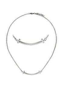 Collier Jobo "Kette mir Anh&auml;nger", edelstahlfarben, Halsketten, Damen, Edelstahl, L: 45, Collier, Edelstahl mit Zirkonia 45 cm