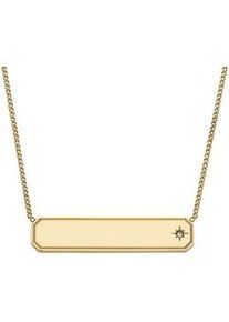 Kette mit Anh&auml;nger Fossil "Schmuck Geschenk Edelstahl Halsschmuck SADIE", gelbgoldfarben, kristallwei&szlig;, Halsketten, Damen, Edelstahl, L: 45,5 B: 1mm, mit Glasstein, B:1mm