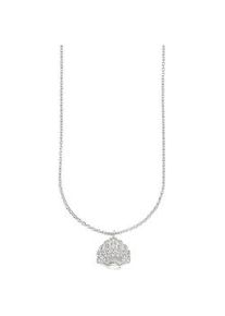 Kette mit Anh&auml;nger Firetti "Silberkette mit Anh&auml;nger im Muschel-Design", wei&szlig;goldfarben, kristallwei&szlig;, Halsketten, Damen, Silber 925 (Sterlingsilber), L: 45 B: 1mm, mit Zirkonia (synth.), B:1mm