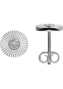 Paar Ohrstecker Jobo "Ohrringe Teller 8 mm", silber 925, wei&szlig;, Ohrringe, Damen, 8,8mm, Silber 925 (Sterlingsilber), 925 Silber mit 14 Zirkonia