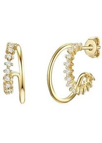 Glanzst&uuml;cke M&uuml;nchen Paar Creolen GLANZST&Uuml;CKE M&Uuml;NCHEN "Set: GSM327", gelb (gelbgold, wei&szlig;), Ohrringe, Damen, 16,mit Zirkonia, Silber 925 (Sterlingsilber), aus Sterling Silber