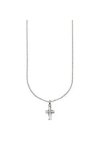 Kette mit Anh&auml;nger Firetti "Silberkette mit Anh&auml;nger Kreuz", wei&szlig;goldfarben, Halsketten, Damen, Silber 925 (Sterlingsilber), L: 45 B: 1mm, B:1mm