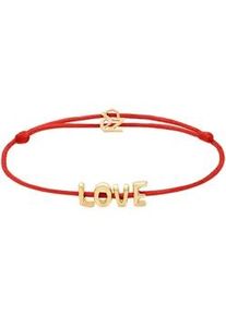Armband ECHTZEIT "Schmuck Geschenk Edelstahl-Nylon-Armband Love Letters", gelbgoldfarben, rot, Armb&auml;nder, Damen, 21cm, Edelstahl Nylon, Edelstahl, Nylon, Armband
