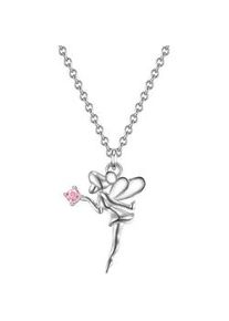 Glanzst&uuml;cke M&uuml;nchen Kette mit Anh&auml;nger GLANZST&Uuml;CKE M&Uuml;NCHEN "LLL28", silber, Halsketten, M&auml;dchen, 35,0cm Basiskette + 7,5cm Verl&auml;ngerung,mit Zirkonia, Silber 925 (Sterlingsilber), Kette mit Anh&auml;nger Sterling Silber Zirkonia rosa