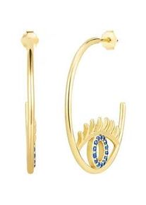 Glanzst&uuml;cke M&uuml;nchen Paar Creolen GLANZST&Uuml;CKE M&Uuml;NCHEN "Set: GSM1000", gelbgold, blau, Ohrringe, Damen, 28,9,mit Zirkonia, Silber 925 (Sterlingsilber), mit Zirkonia