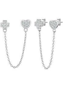 Glanzst&uuml;cke M&uuml;nchen Paar Ohrstecker GLANZST&Uuml;CKE M&Uuml;NCHEN "Set: GSM2256", silber, wei&szlig;, Ohrringe, Damen, 7,6/7,7mm,mit Zirkonia, Silber 925 (Sterlingsilber), aus Sterling Silber