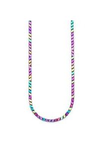 Edelstahlkette Bruno Banani "Schmuck Geschenk Steinkette mit farbigem H&auml;matit", edelstahlfarben, blau, gelb, rot, lila, gr&uuml;n, Halsketten, Damen, Edelstahl, L: 49 B: 3mm, Edelstahlkette, mit H&auml;matit, B:3mm