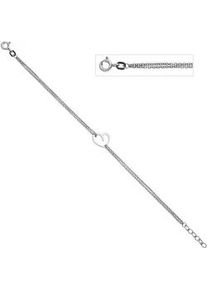 Silberarmband Jobo "Armband mit Herz", silber 925, Armb&auml;nder, Damen, 19cm, Silber 925 (Sterlingsilber), Silberarmband, 925 Silber rhodiniert 19 cm
