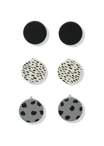 Ohrstecker-Set Firetti "Multipack Schmuck Geschenk Eisen Ohrschmuck Ohrringe", silberfarben, schwarz, wei&szlig;, braun, Ohrringe, Damen, 18mm, Acryl Eisen, Acryl, Eisen, Made in Germany