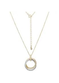 Kette mit Anh&auml;nger Firetti "Schmuck Geschenk Silber 925 Halskette Ankerkette Ringe bicolor", gelbgoldfarben, silberfarben, kristallwei&szlig;, Halsketten, Damen, Silber 925 (Sterlingsilber), L: 50 B: 1mm, mit Zirkonia (synth.), B:1mm