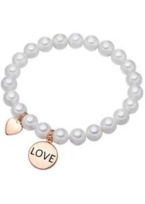 Lulu & Jane Perlenarmband LULU & JANE "LJ129", wei&szlig;, Armb&auml;nder, Damen, Messing, Perlenarmband, Messing
