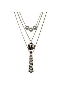 Lange Kette Firetti "Schmuck Geschenk Multi-Row Longkette", gold (gelbgoldfarben, wei&szlig;), Halsketten, Damen, Metall, L: 68 70 72, mit Kunststoffperle