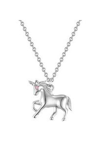 Glanzst&uuml;cke M&uuml;nchen Kette mit Anh&auml;nger GLANZST&Uuml;CKE M&Uuml;NCHEN "LLL32", silber, Halsketten, M&auml;dchen, 35,0cm Basiskette + 7,5cm Verl&auml;ngerung,mit Zirkonia, Silber 925 (Sterlingsilber), Kette mit Anh&auml;nger Sterling Silber Zirkonia rosa