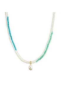 Perlenkette Valero Pearls "VP857", wei&szlig;, Halsketten, Damen, 45,0cm,mit Stein, Silber 925 (Sterlingsilber), Perlenkette, mit S&uuml;&szlig;wasser-Zuchtperlen