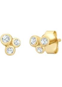 Glanzst&uuml;cke M&uuml;nchen Paar Ohrstecker GLANZST&Uuml;CKE M&Uuml;NCHEN "Set: GSM6024", gelbgold, wei&szlig;, Ohrringe, Damen, 4,4,mit Zirkonia, Silber 925 (Sterlingsilber), mit Zirkonia