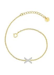 Glanzst&uuml;cke M&uuml;nchen Gliederarmband GLANZST&Uuml;CKE M&Uuml;NCHEN "GSM1979", gelbgold, wei&szlig;, Armb&auml;nder, Damen, Silber 925 (Sterlingsilber), Gliederarmband, mit Buchstaben-Anh&auml;nger