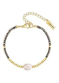 Perlenarmband YOKOAMII "Y513", gelb (gelbgold, grau), Armb&auml;nder, Damen, Glas, Perlenarmband, mit S&uuml;&szlig;wasser-Zuchtperle