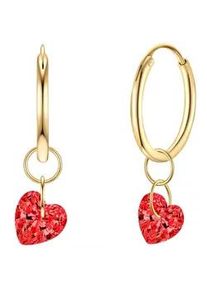 Paar Creolen Rafaela Donata "Set: RD5029", gelb (gelbgold, rot), Ohrringe, Damen, 27,7,mit Zirkonia, Silber 925 (Sterlingsilber), mit Zirkonia