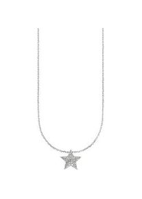 Kette mit Anh&auml;nger Firetti "Silberkette mit Anh&auml;nger Stern", wei&szlig;goldfarben, kristallwei&szlig;, Halsketten, Damen, Silber 925 (Sterlingsilber), L: 45 B: 1mm, mit Zirkonia (synth.), B:1mm